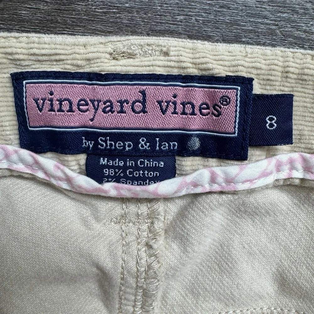 Vineyard Vines Corduroy Skirt Pockets Beige Womens Sz  8 Cotton‎ Spandex Stretch